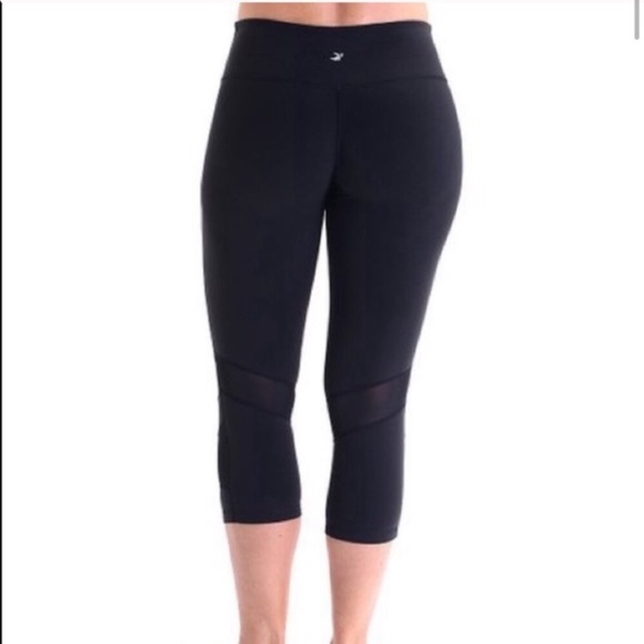 $80 GLYDER Black SCULPT Sheer Panel Crop Limitless Movement Leggings Sz L - Picture 2 of 8
